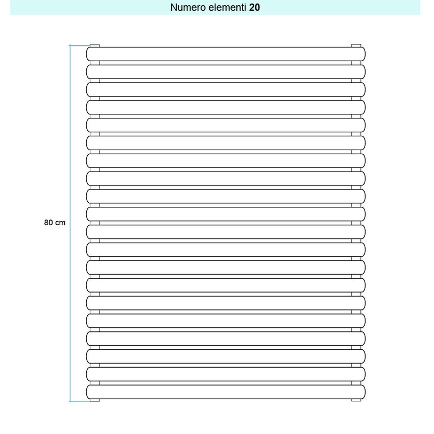 Immagine di Irsap ELLIPSIS 30_H 2 Radiatore 20 elementi L.86 P.5,8 H.80 cm, colore bianco standard finitura lucido Cod.01 HE208602001IR01H01
