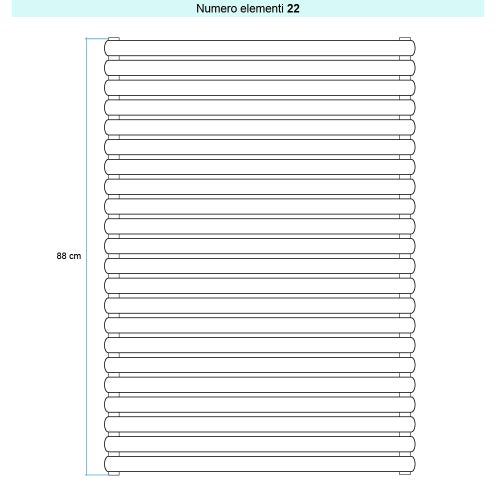 Immagine di Irsap ELLIPSIS 30_H 2 Radiatore 22 elementi L.53 P.5,8 H.88 cm, colore bianco standard finitura lucido Cod.01 HE205302201IR01H01