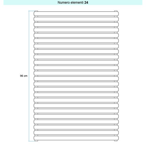Immagine di Irsap ELLIPSIS 30_H 2 Radiatore 24 elementi L.53 P.5,8 H.96 cm, colore bianco standard finitura lucido Cod.01 HE205302401IR01H01