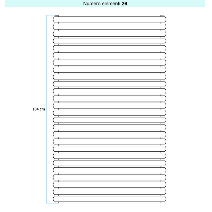 Immagine di Irsap ELLIPSIS 30_H 2 Radiatore 26 elementi L.71 P.5,8 H.104 cm, colore bianco standard finitura lucido Cod.01 HE207102601IR01H01