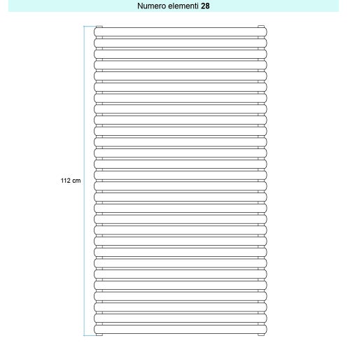 Immagine di Irsap ELLIPSIS 30_H 2 Radiatore 28 elementi L.68 P.5,8 H.112 cm, colore bianco standard finitura lucido Cod.01 HE206802801IR01H02