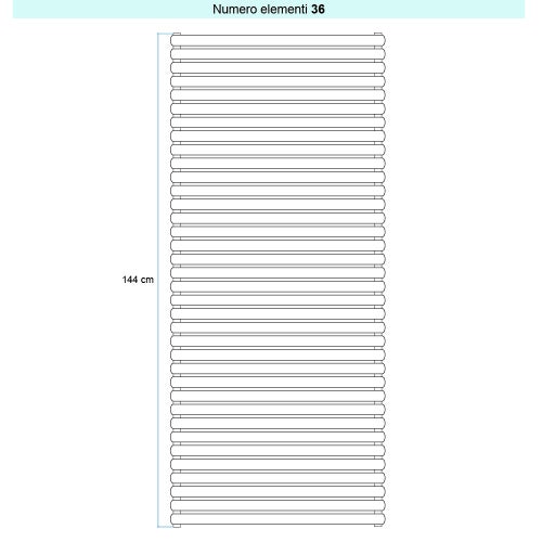 Immagine di Irsap ELLIPSIS 30_H 2 Radiatore 36 elementi L.68 P.5,8 H.144 cm, colore bianco standard finitura lucido Cod.01 HE206803601IR01H01