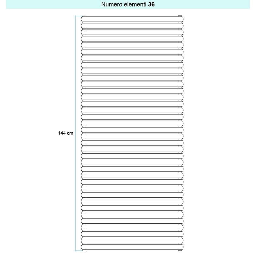 Immagine di Irsap ELLIPSIS 30_H 2 Radiatore 36 elementi L.86 P.5,8 H.144 cm, colore bianco standard finitura lucido Cod.01 HE208603601IR01H01