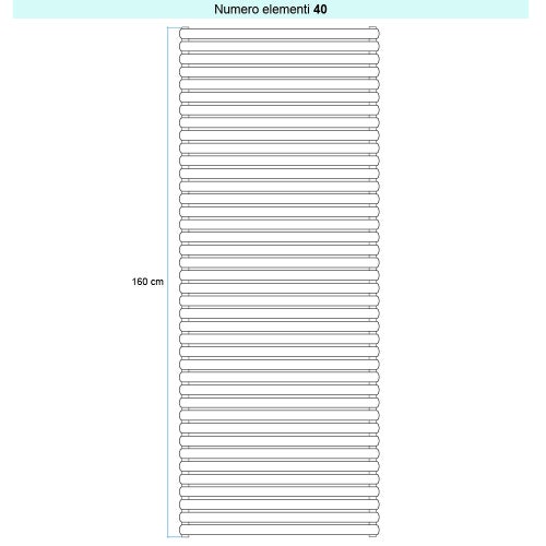 Immagine di Irsap ELLIPSIS 30_H 2 Radiatore 40 elementi L.71 P.5,8 H.160 cm, colore bianco standard finitura lucido Cod.01 HE207104001IR01H01