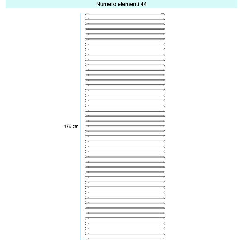 Immagine di Irsap ELLIPSIS 30_H 2 Radiatore 44 elementi L.56 P.5,8 H.176 cm, colore bianco standard finitura lucido Cod.01 HE205604401IR01H01