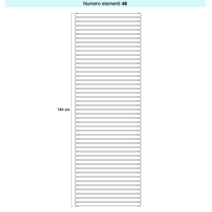 Immagine di Irsap ELLIPSIS 30_H 2 Radiatore 46 elementi L.53 P.5,8 H.184 cm, colore bianco standard finitura lucido Cod.01 HE205304601IR01H01