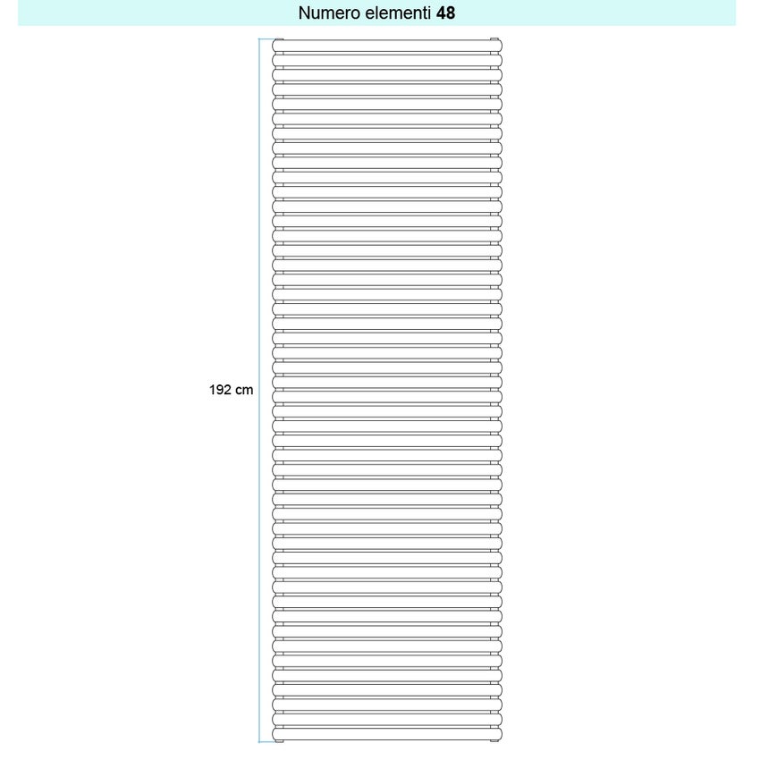 Immagine di Irsap ELLIPSIS 30_H 2 Radiatore 48 elementi L.56 P.5,8 H.192 cm, colore bianco standard finitura lucido Cod.01 HE205604801IR01H01