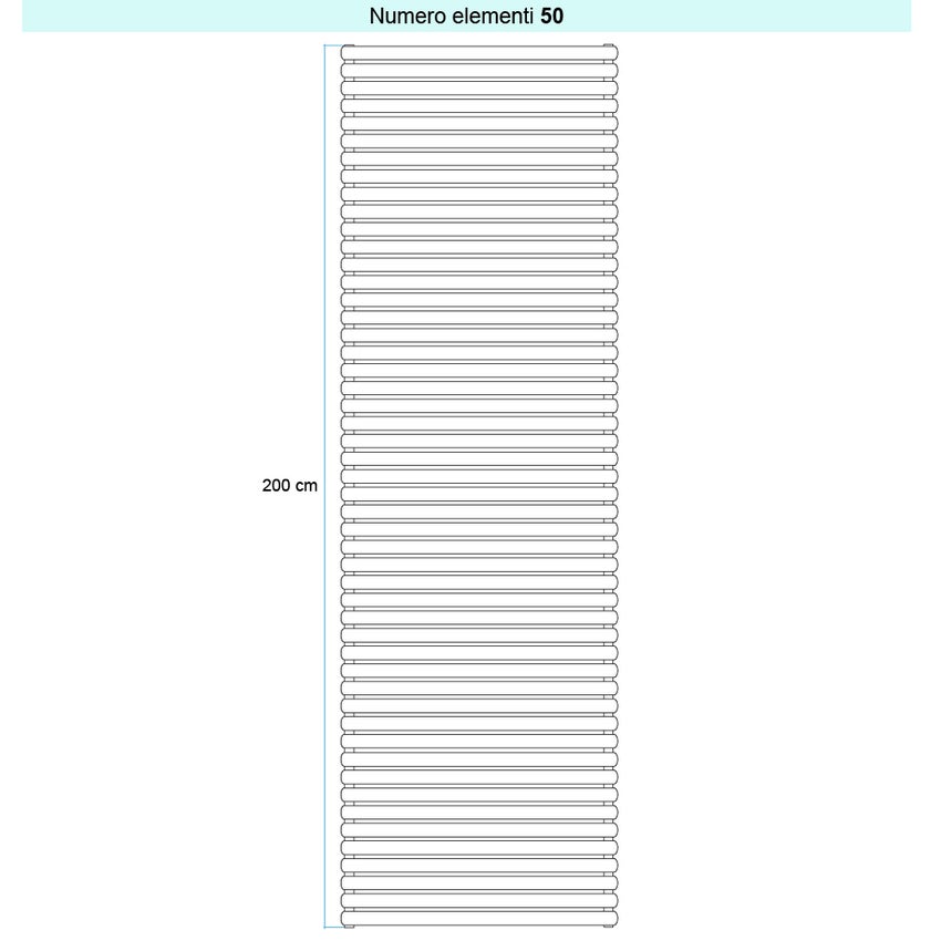 Immagine di Irsap ELLIPSIS 30_H 2 Radiatore 50 elementi L.93 P.5,8 H.200 cm, colore bianco standard finitura lucido Cod.01 HE209305001IR01H01