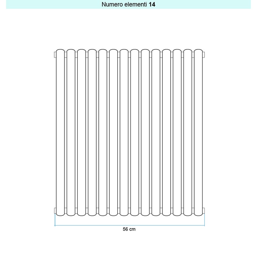 Immagine di Irsap ELLIPSIS 30_V Radiatore 14 elementi L.56 P.4,4 H.66 cm, colore bianco standard finitura lucido Cod.01 HE106601401IR01A01