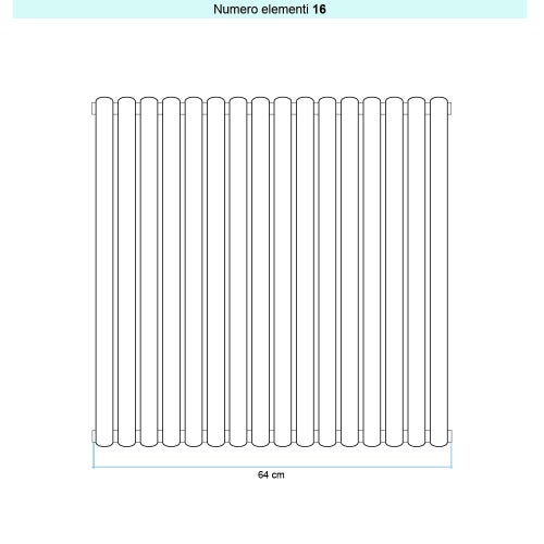 Immagine di Irsap ELLIPSIS 30_V Radiatore 16 elementi L.64 P.4,4 H.66 cm, colore bianco standard finitura lucido Cod.01 HE106601601IR01A01