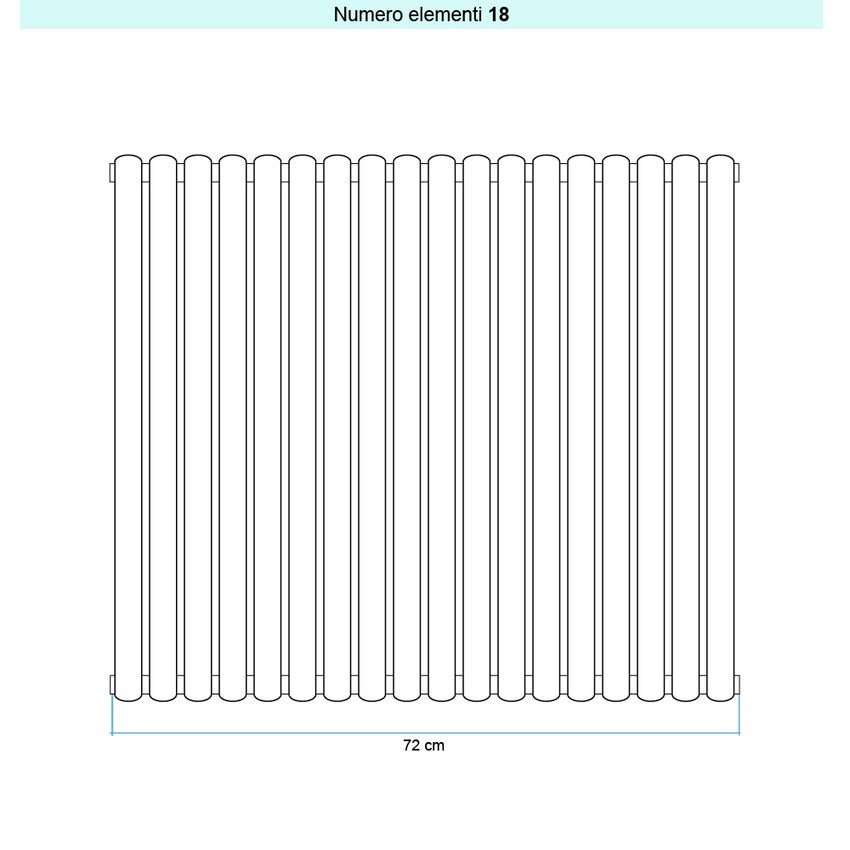 Immagine di Irsap ELLIPSIS 30_V Radiatore 18 elementi L.72 P.4,4 H.53 cm, colore bianco standard finitura lucido Cod.01 HE105301801IR01A01