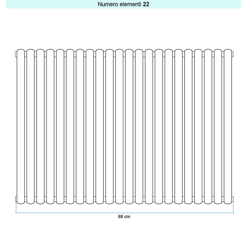 Immagine di Irsap ELLIPSIS 30_V Radiatore 22 elementi L.88 P.4,4 H.53 cm, colore bianco standard finitura lucido Cod.01 HE105302201IR01A01