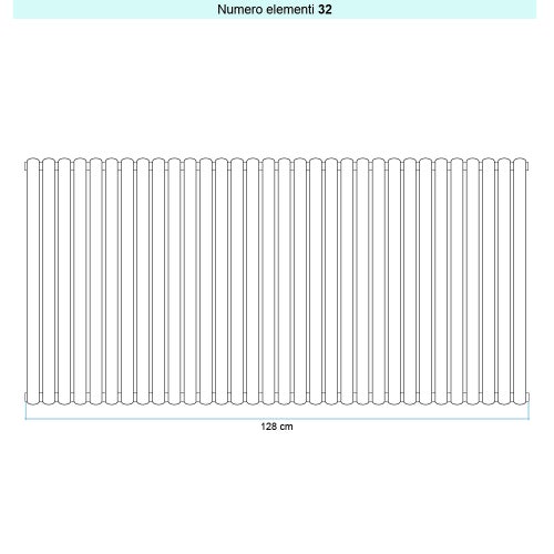Immagine di Irsap ELLIPSIS 30_V Radiatore 32 elementi L.128 P.4,4 H.123 cm, colore bianco standard finitura lucido Cod.01 HE112303201IR01A01
