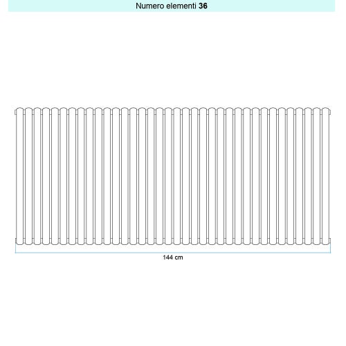 Immagine di Irsap ELLIPSIS 30_V Radiatore 36 elementi L.144 P.4,4 H.103 cm, colore bianco standard finitura lucido Cod.01 HE110303601IR01A01