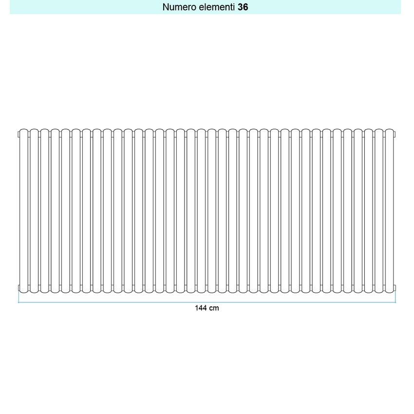 Immagine di Irsap ELLIPSIS 30_V Radiatore 36 elementi L.144 P.4,4 H.68 cm, colore bianco standard finitura lucido Cod.01 HE106803601IR01A01