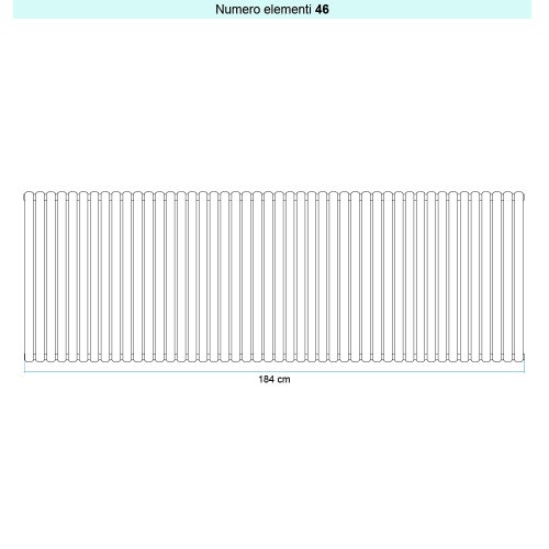 Immagine di Irsap ELLIPSIS 30_V Radiatore 46 elementi L.184 P.4,4 H.66 cm, colore bianco standard finitura lucido Cod.01 HE106604601IR01A01