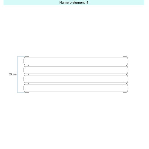 Immagine di Irsap ELLIPSIS_H Radiatore 4 elementi L.182 P.5,3 H.24 cm, colore bianco standard finitura lucido Cod.01 TL118200401IR01H01