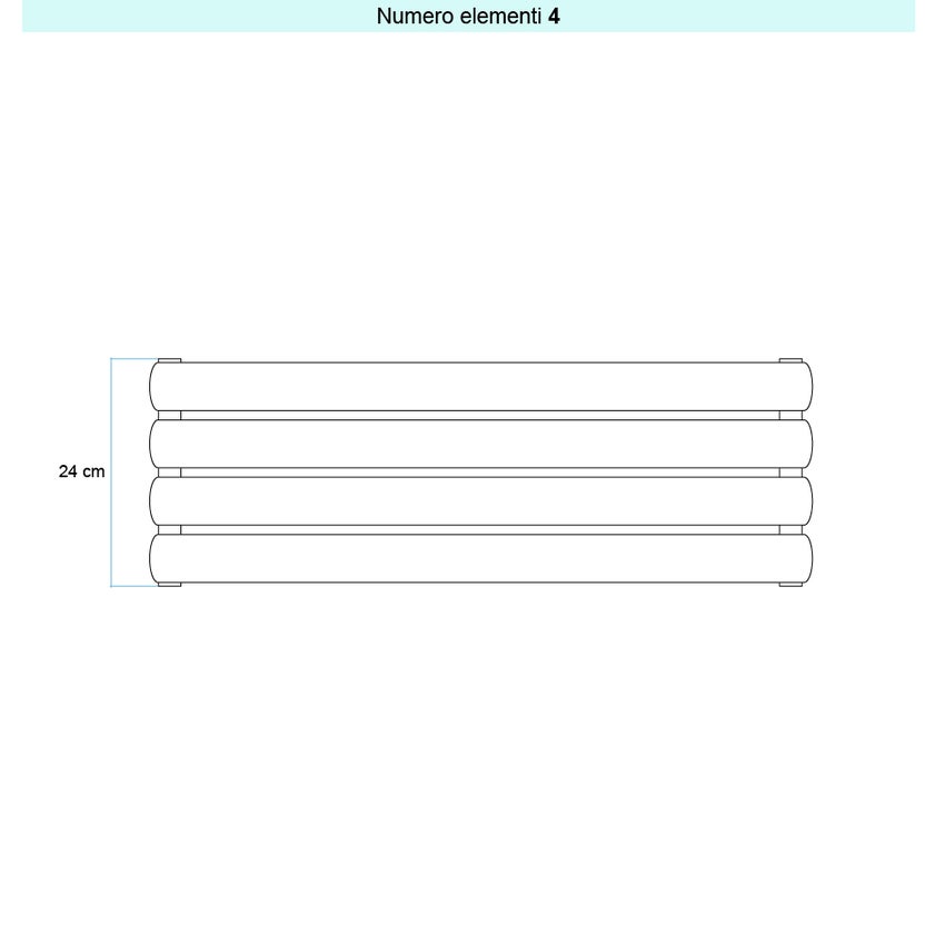 Immagine di Irsap ELLIPSIS_H Radiatore 4 elementi L.122 P.5,3 H.24 cm, colore bianco standard finitura lucido Cod.01 TL112200401IR01H01