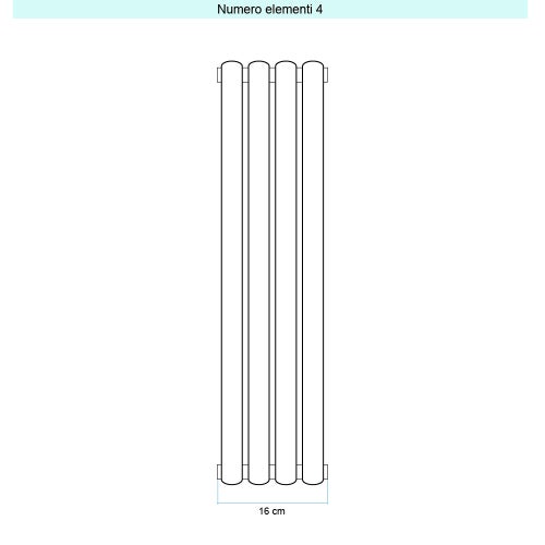 Immagine di Irsap ELLIPSIS 30_V 2 Radiatore 4 elementi L.16 P.5,8 H.53 cm, colore bianco standard finitura lucido Cod.01 HE205300401IR01A01