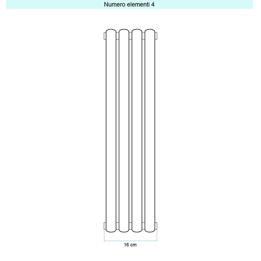 Immagine di Irsap ELLIPSIS 30_V 2 Radiatore 4 elementi L.16 P.5,8 H.53 cm, colore bianco standard finitura lucido Cod.01 HE205300401IR01A01