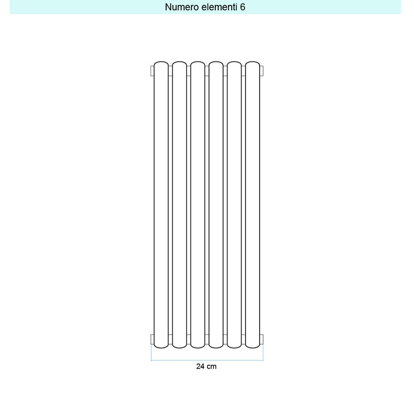 Immagine di Irsap ELLIPSIS 30_V 2 Radiatore 6 elementi L.24 P.5,8 H.56 cm, colore bianco standard finitura lucido Cod.01 HE205600601IR01A01