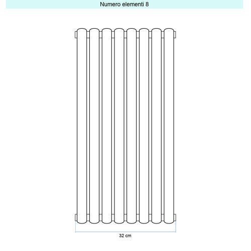 Immagine di Irsap ELLIPSIS 30_V 2 Radiatore 8 elementi L.32 P.5,8 H.203 cm, colore bianco standard finitura lucido Cod.01 HE220300801IR01A01