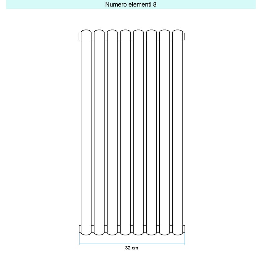 Immagine di Irsap ELLIPSIS 30_V 2 Radiatore 8 elementi L.32 P.5,8 H.56 cm, colore bianco standard finitura lucido Cod.01 HE205600801IR01A01