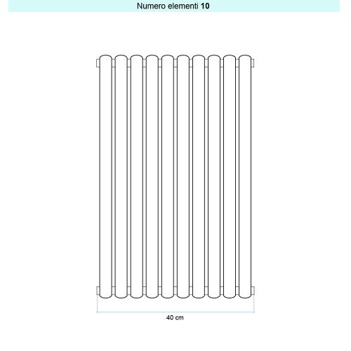 Immagine di Irsap ELLIPSIS 30_V 2 Radiatore 10 elementi L.40 P.5,8 H.153 cm, colore bianco standard finitura lucido Cod.01 HE215301001IR01A01