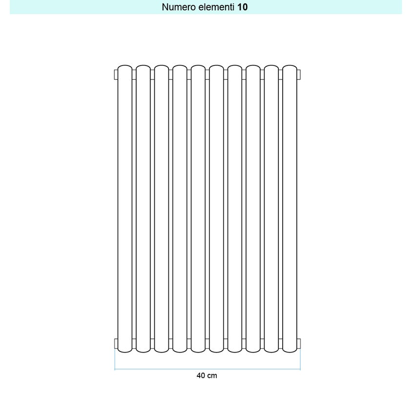 Immagine di Irsap ELLIPSIS 30_V 2 Radiatore 10 elementi L.40 P.5,8 H.53 cm, colore bianco standard finitura lucido Cod.01 HE205301001IR01A01