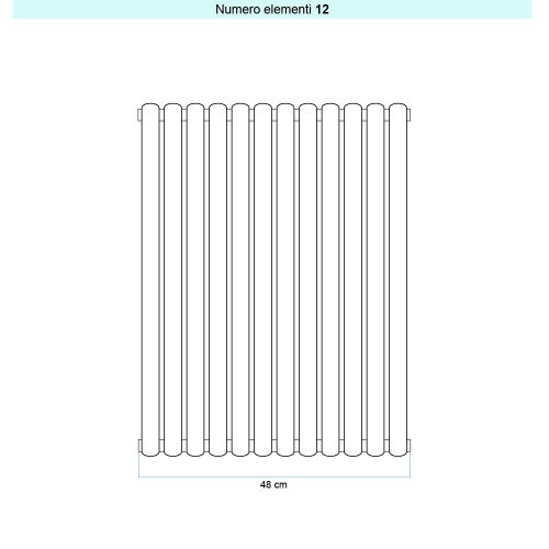 Immagine di Irsap ELLIPSIS 30_V 2 Radiatore 12 elementi L.48 P.5,8 H.183 cm, colore bianco standard finitura lucido Cod.01 HE218301201IR01A01
