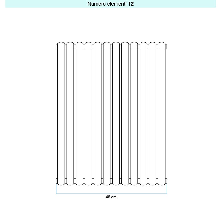 Immagine di Irsap ELLIPSIS 30_V 2 Radiatore 12 elementi L.48 P.5,8 H.56 cm, colore bianco standard finitura lucido Cod.01 HE205601201IR01A01