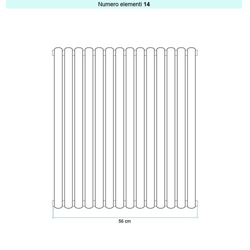 Immagine di Irsap ELLIPSIS 30_V 2 Radiatore 14 elementi L.56 P.5,8 H.203 cm, colore bianco standard finitura lucido Cod.01 HE220301401IR01A01