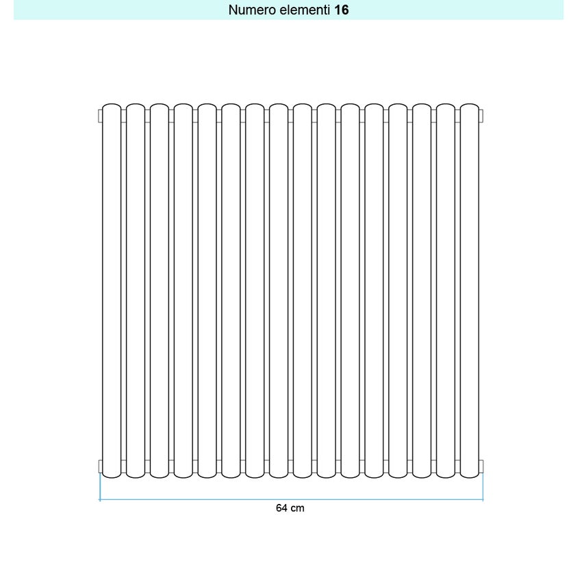Immagine di Irsap ELLIPSIS 30_V 2 Radiatore 16 elementi L.64 P.5,8 H.53 cm, colore bianco standard finitura lucido Cod.01 HE205301601IR01A01