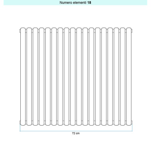 Immagine di Irsap ELLIPSIS 30_V 2 Radiatore 18 elementi L.72 P.5,8 H.223 cm, colore bianco standard finitura lucido Cod.01 HE222301801IR01A01