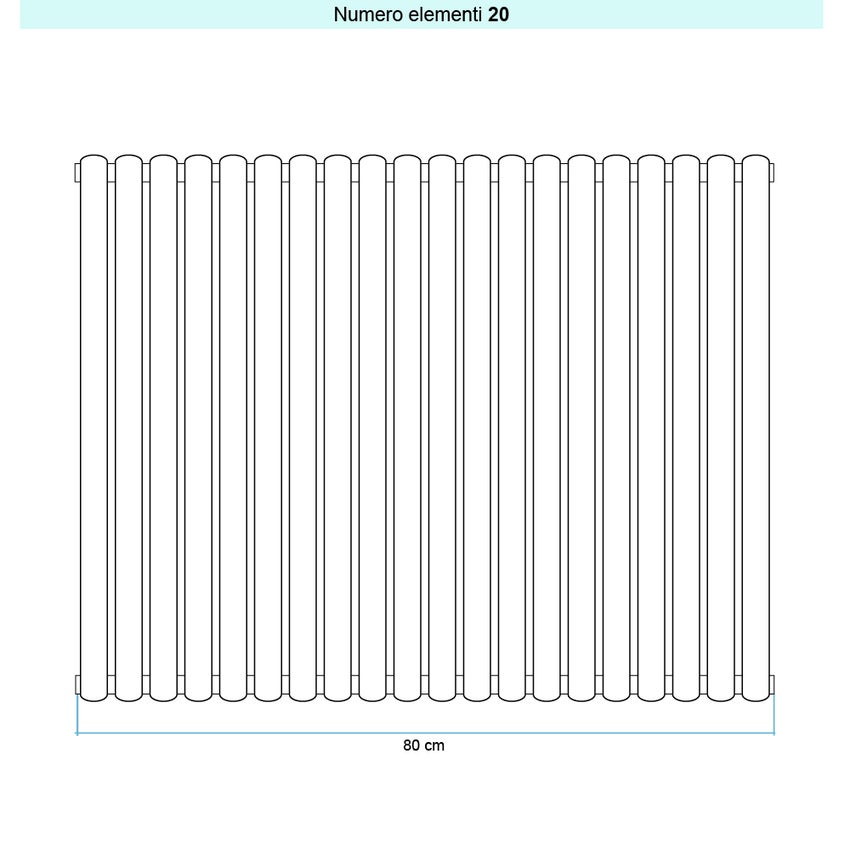 Immagine di Irsap ELLIPSIS 30_V 2 Radiatore 20 elementi L.80 P.5,8 H.76 cm, colore bianco standard finitura lucido Cod.01 HE207602001IR01A01