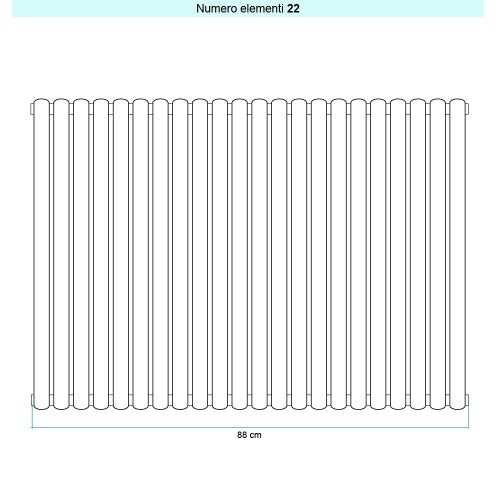 Immagine di Irsap ELLIPSIS 30_V 2 Radiatore 22 elementi L.88 P.5,8 H.183 cm, colore bianco standard finitura lucido Cod.01 HE218302201IR01A01