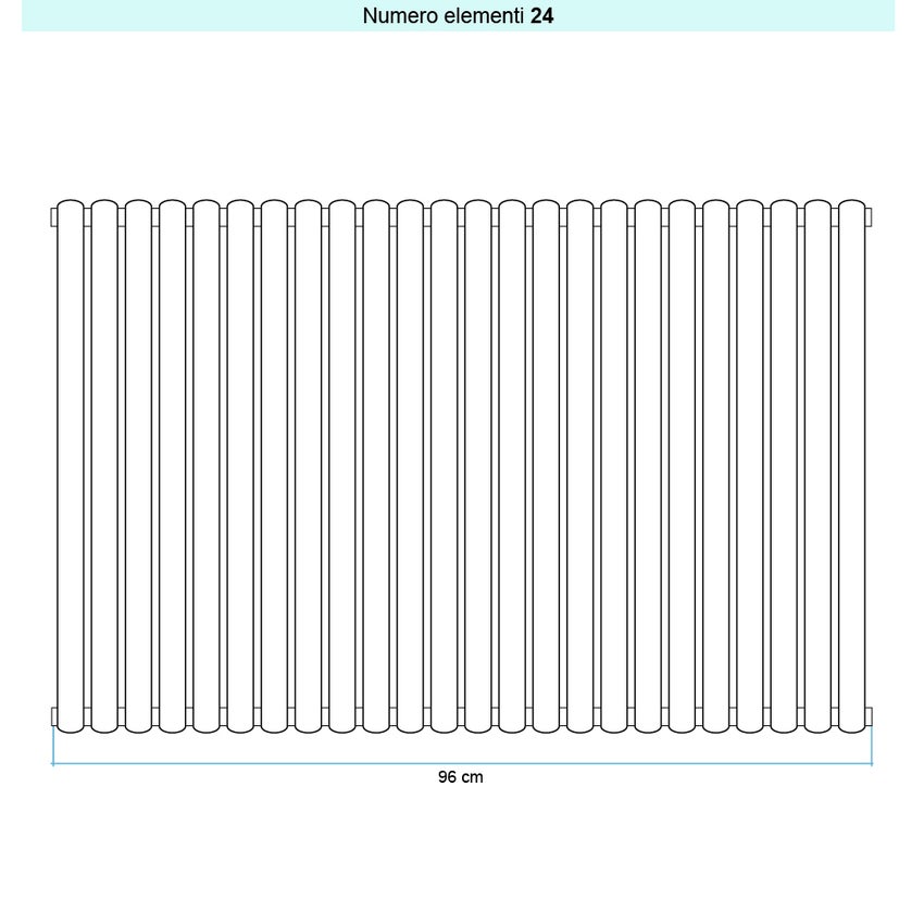 Immagine di Irsap ELLIPSIS 30_V 2 Radiatore 24 elementi L.96 P.5,8 H.53 cm, colore bianco standard finitura lucido Cod.01 HE205302401IR01A01