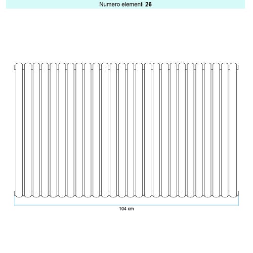 Immagine di Irsap ELLIPSIS 30_V 2 Radiatore 26 elementi L.104 P.5,8 H.123 cm, colore bianco standard finitura lucido Cod.01 HE212302601IR01A01