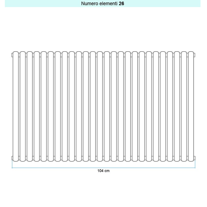 Immagine di Irsap ELLIPSIS 30_V 2 Radiatore 26 elementi L.104 P.5,8 H.56 cm, colore bianco standard finitura lucido Cod.01 HE205602601IR01A01
