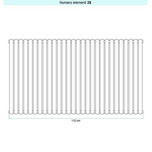 Immagine di Irsap ELLIPSIS 30_V 2 Radiatore 28 elementi L.112 P.5,8 H.88 cm, colore bianco standard finitura lucido Cod.01 HE208802801IR01A01