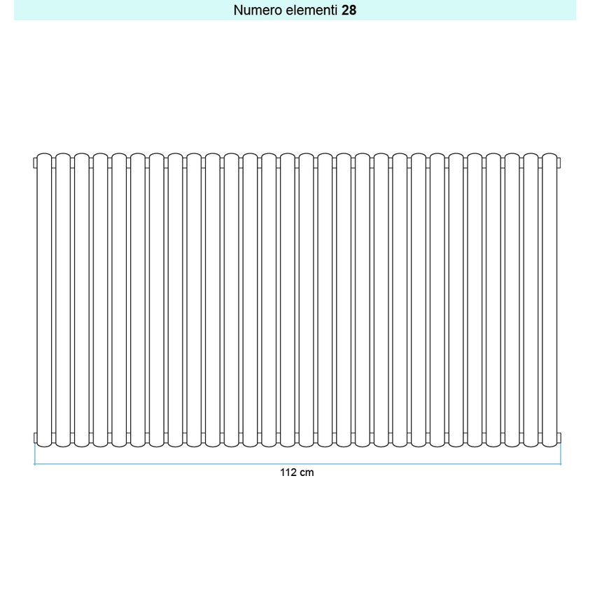 Immagine di Irsap ELLIPSIS 30_V 2 Radiatore 28 elementi L.112 P.5,8 H.56 cm, colore bianco standard finitura lucido Cod.01 HE205602801IR01A01