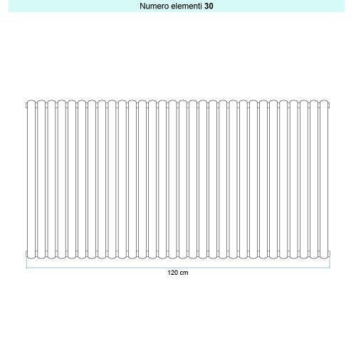 Immagine di Irsap ELLIPSIS 30_V 2 Radiatore 30 elementi L.120 P.5,8 H.123 cm, colore bianco standard finitura lucido Cod.01 HE212303001IR01A01