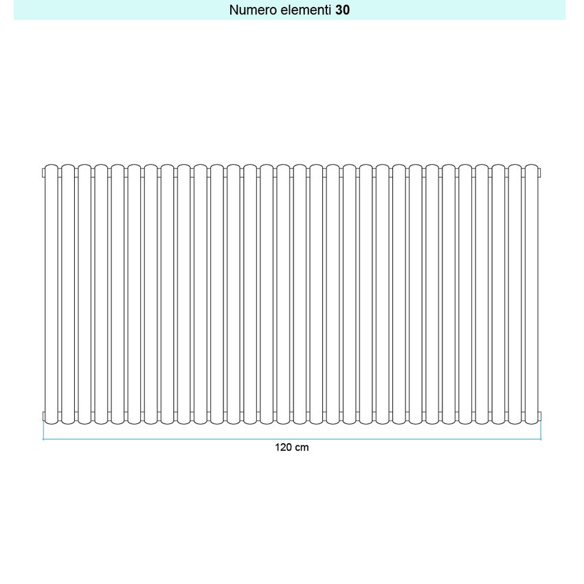 Immagine di Irsap ELLIPSIS 30_V 2 Radiatore 30 elementi L.120 P.5,8 H.56 cm, colore bianco standard finitura lucido Cod.01 HE205603001IR01A01