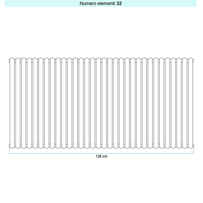 Immagine di Irsap ELLIPSIS 30_V 2 Radiatore 32 elementi L.128 P.5,8 H.56 cm, colore bianco standard finitura lucido Cod.01 HE205603201IR01A01