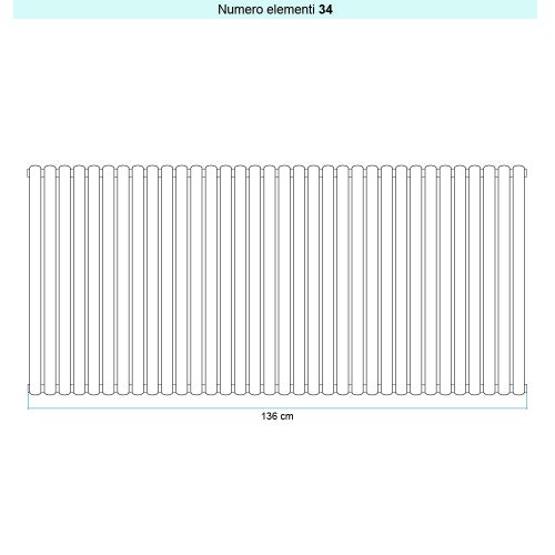 Immagine di Irsap ELLIPSIS 30_V 2 Radiatore 34 elementi L.136 P.5,8 H.123 cm, colore bianco standard finitura lucido Cod.01 HE212303401IR01A01