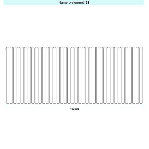 Immagine di Irsap ELLIPSIS 30_V 2 Radiatore 38 elementi L.152 P.5,8 H.66 cm, colore bianco standard finitura lucido Cod.01 HE206603801IR01A01