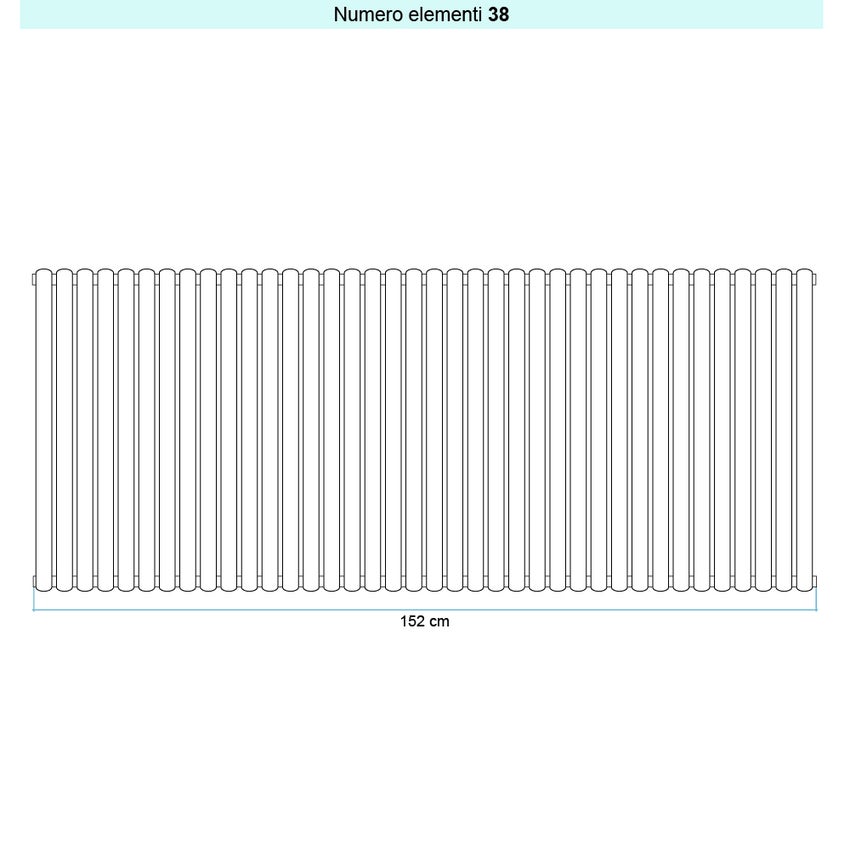 Immagine di Irsap ELLIPSIS 30_V 2 Radiatore 38 elementi L.152 P.5,8 H.53 cm, colore bianco standard finitura lucido Cod.01 HE205303801IR01A01