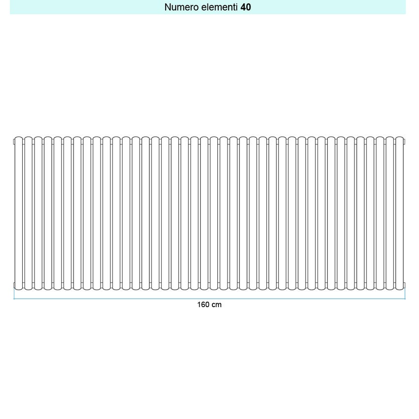 Immagine di Irsap ELLIPSIS 30_V 2 Radiatore 40 elementi L.160 P.5,8 H.53 cm, colore bianco standard finitura lucido Cod.01 HE205304001IR01A01