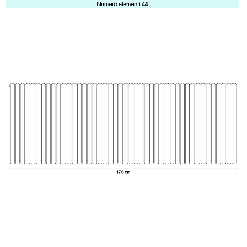 Immagine di Irsap ELLIPSIS 30_V 2 Radiatore 44 elementi L.176 P.5,8 H.66 cm, colore bianco standard finitura lucido Cod.01 HE206604401IR01A01