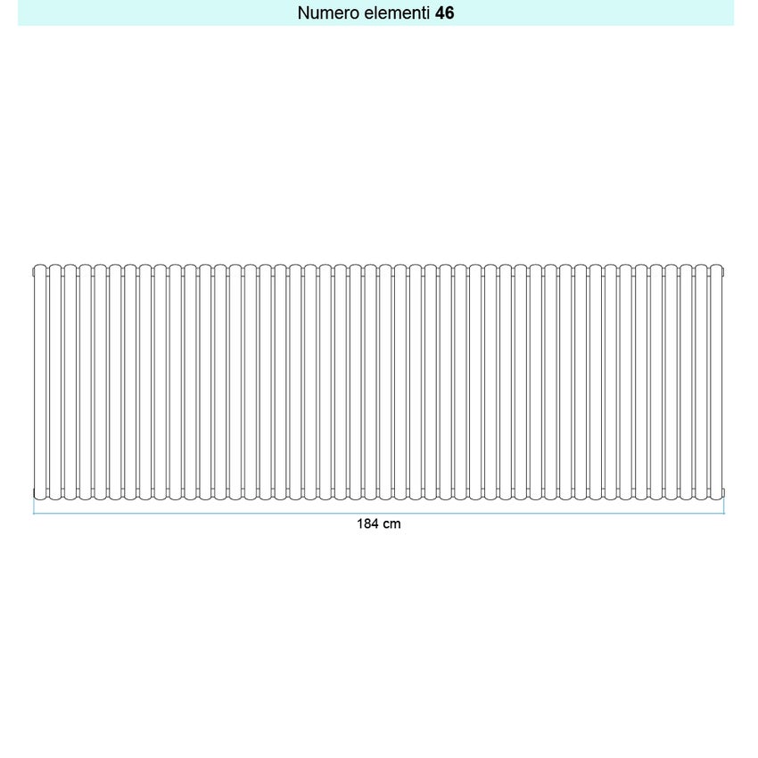 Immagine di Irsap ELLIPSIS 30_V 2 Radiatore 46 elementi L.184 P.5,8 H.53 cm, colore bianco standard finitura lucido Cod.01 HE205304601IR01A01